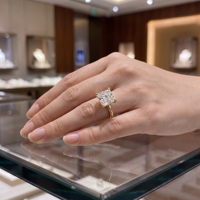 Bague de fiançailles personnalisée en diamant de laboratoire taille princesse, certifiée IGI, or jaune 14 carats, solitaire, bijoux de luxe pour femmes