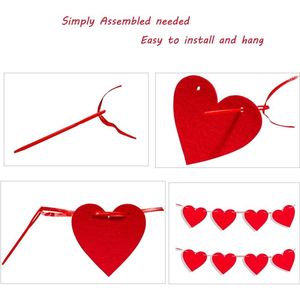 Ghirlanda di 48 Cuori Rossi e Rosa, Decorazioni per Matrimoni e Anniversari, Striscioni in Feltro per Caminetto, San Valentino - Product Image 4