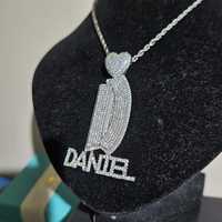 Pendentif Croix Hip Hop en Argent Plaqué 925 avec Lettre Initiale Personnalisée, Breloque Moissanite, Anneau Cœur, Micro-Incrustation de Strass, Bijoux pour Homme