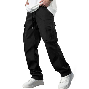 Pantalones Deportivos Cargo Negros para Hombre, Cintura Elástica con Cordón, Múltiples Bolsillos, Casuales, Ligeros, Transpirables, para Primavera - Product Image 2