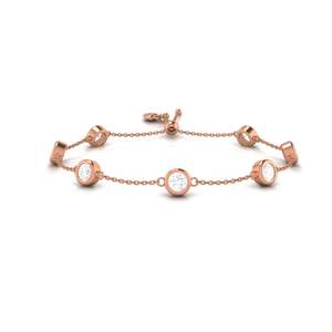 <b>Rose</b> <b>Gold</b> Bezel Set Diamond <b>Bracelet</b> Fine Chain Link Bangle For Women Anti Tarnish Jewelry - Product Image 4