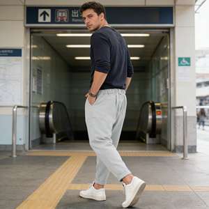 Nouveau modèle 2026 – Pantalon décontracté pour homme, anti-plis, doux, confortable, séchage rapide, 100 % coton, coupe ample, supportant l'OEM-ODM - Product Image 3