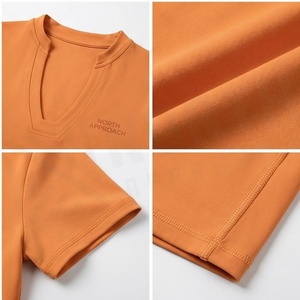 Top Corto Deportivo North Approach Color Naranja, Cuello Redondo, Manga Corta, Color Sólido, Transpirable, Ropa de Yoga para Mujer - Product Image 4