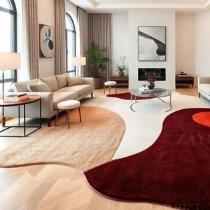 Alfombra Moderna Abstracta Roja, Alfombra Decorativa de Lana Hecha a Mano, Alfombra Abstracta para Interiores y Exteriores, Decoración del Hogar, Alfombras al Mejor Precio - Product Image 3