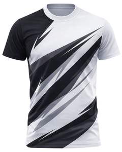 Camiseta Deportiva Personalizada para Hombre, Negra y Blanca, de Secado Rápido, Poliéster, Estampado Personalizado, Manga Corta, para Gimnasio, Running y Entrenamiento - Product Image 1