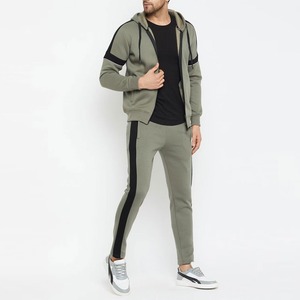 Chándal con Capucha para Hombre, Color Verde Oliva, Manga Larga, Color Sólido, Ropa Casual, Transpirable, de Algodón, Corte Regular, con Bolsillos Laterales - Product Image 4