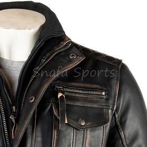 Biker Style <b>Men</b> <b>Leather</b> <b>Jacket</b> OEM Real Genuine <b>Leather</b> Wholesale Outerwear Motorcycle Clothing <b>Leather</b> <b>Jacket</b> - Product Image 3