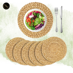 Organic <b>Round</b> Water Hyacinth <b>Placemat</b> Handwoven Eco-Friendly Natural Home Decor - Product Image 4