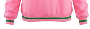 Sudadera con Cuello Redondo para Hermandad Rosa y Verde, Sudadera de Forro Polar Griego Acogedora, Estilo Invernal, Bordado 3D en la Parte Delantera - Product Image 5