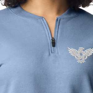 Sudadera de invierno para mujer con cremallera de un cuarto, manga larga, informal, de forro polar suave y cálido, corte regular, con logo estampado y bordado frontal. - Product Image 6