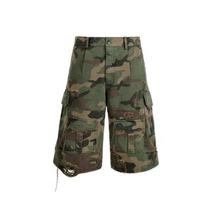 Custom 100% Cotton Camouflage Denim Cargo <b>Shorts</b> 6 Pocket Oversized Distressed High Street Style Summer <b>Baggy</b> <b>Men's</b> <b>Shorts</b> - Product Image 1