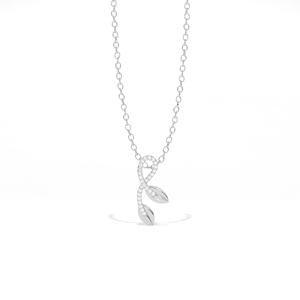 Pendentif Feuille d'Olivier Aarinya Botanical Infinity Vine en Diamant de Laboratoire, Or Rose 18K, Style Vintage, Certifié IGI, Pavé Moderne, pour Mariage - Product Image 2