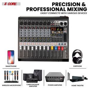 คอนโซลเครื่องเสียงดีเจ8ช่องคอนโซลมิกซ์เสียงแบบแอนะล็อก PA สำหรับคาราโอเกะพอดแคสต์ w/ บลูทูธพีซีบันทึกเสียง MX - Product Image 4