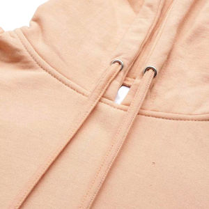 Conjunto de Sudadera con Capucha y Cordón Ajustable Color Durazno Naranja con Logotipo Personalizado y Pantalones Deportivos de Pierna Recta, Chándal Informal de Felpa - Product Image 6