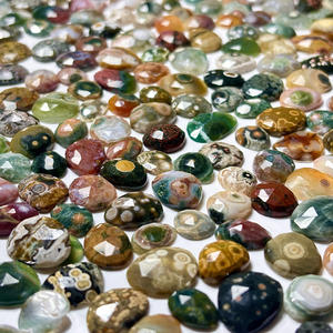 Piedra suelta de jaspe oceánico con corte rosa, forma libre, para la elaboración de joyas - Product Image 4