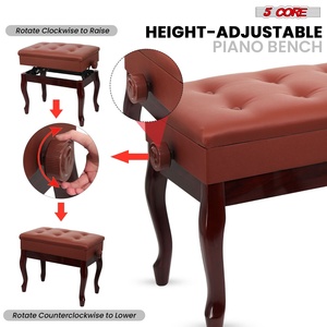 Heavy Duty Adjustable Piano <b>Bench</b> with 3" <b>Padded</b> Cushion and Storage Wooden Musician Stool - Product Image 3