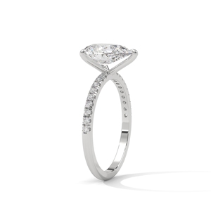 Pear Cut Moissanite Engagement <b>Ring</b> White Gold Plated 925 Sterling <b>Silver</b> Prong <b>Set</b> Wedding Band for Women - Product Image 3