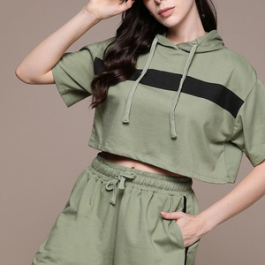 New Arrival 2026 Summer Solid Knitting 3 Colors Long Sleeve Sweatshirt Suits Casual Crop Top <b>Sexy</b> Women 2 Piece Short <b>Set</b> - Product Image 3