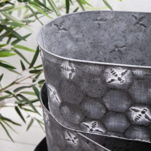 Customized rectangular galvanized metal <b>planters</b> Ribbed texture outdoor garden containers Galvanized metal garden tubs - Product Image 3