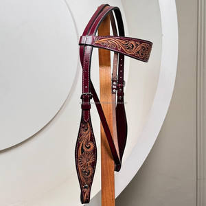 Nouveau casque de cheval en cuir usiné à la main de conception personnalisée pour la tête de bride occidentale équipement de cheval en cuir de vachette véritable - Product Image 4