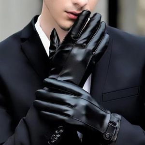 Guantes de cuero para hombre, guantes de invierno cálidos con pantalla táctil, forro suave de cachemira, regalo de Navidad y San Valentín - Product Image 2