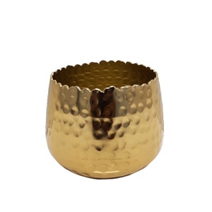 Pot de bougie rond martelé en aluminium décoratif pour la maison, couleur or en laiton, Style moderne, pot de bougie en métal en vrac - Product Image 1