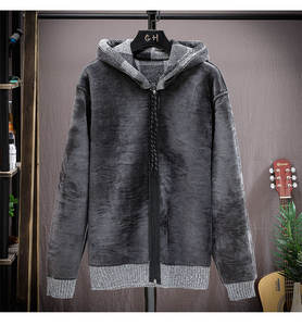 เสื้อคลุมคาร์ดิแกนผู้ชายไซส์ใหญ่ ผ้ากำมะหยี่หนานุ่มลายสก็อตวินเทจ มีฮู้ดและซิป - Product Image 5