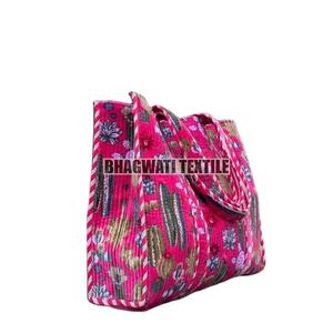 Meilleure vente Sac fourre-tout matelassé en velours imprimé floral fait à la main Beau sac à provisions Grand sac fourre-tout pour femme - Product Image 2