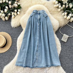 Falda Recta de Mezclilla con Parches para Mujer, Faldas Casuales de Mezclilla para Chicas, Ropa Casual al por Mayor para Mujer - Product Image 4