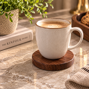 Mango Wood Snail Coaster <b>Set</b> of 6 with Holder for <b>Tea</b> Coffee <b>Cups</b> | Round Drink Mats for Dining Table Home Office Decor and Gift - Product Image 2