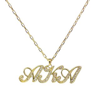 Gold Script Letter Pendant <b>Necklace</b> with Crystal Detail Fine Chain Elegant <b>Statement</b> Women Fashion Jewelry Everyday Party - Product Image 3