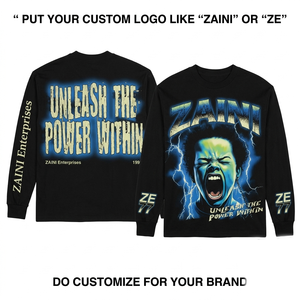 เสื้อยืดคอกลมแขนสั้นผ้าคอตตอนเจอร์ซีย์พรีเมียม 200 GSM สีดำ พิมพ์ลายกราฟิก พร้อมสกรีนโลโก้ตามสั่ง - Product Image 1