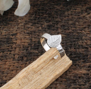 Anillo de Plata de Ley 925 Auténtico con Diseño de Hoja, Inspirado en la Naturaleza, Rama Botánica Clásica, Joyería Estampada para Mujer, Venta al por Mayor para Fiestas - Product Image 6