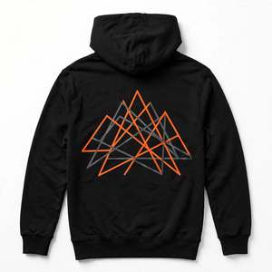 Sudadera con capucha negra con estampado geométrico de montaña, tejido grueso de algodón y felpa, manga larga, estilo urbano, informal, para hombre. - Product Image 2