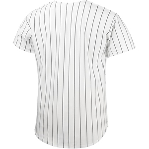 Camiseta Deportiva de Béisbol para Hombre, Blanca con Rayas Finas, Manga Corta, Cierre de Botones, Corte Regular, Poliéster - Product Image 2