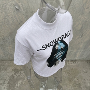 T-shirt court surdimensionné pour homme Snowgrace, manches courtes, col rond, jersey en coton, style streetwear, impression photo, logo sur le devant - Product Image 4
