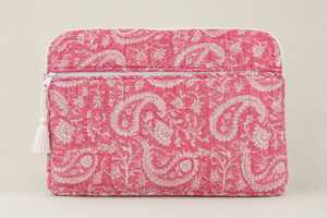 Funda acolchada de algodón para portátil con cremallera, hecha a mano con estampado de bloques, portátil, de 16 pulgadas, para MacBook Air, funda protectora para viajes - Product Image 2