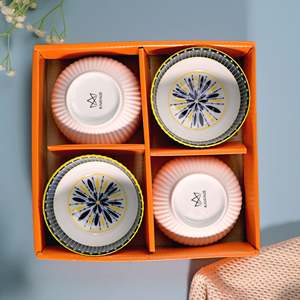 Bols en céramique peints à la main de qualité supérieure (lot de 4) – Écologiques, pour soupes et riz, logo personnalisable pour usage domestique - Product Image 3