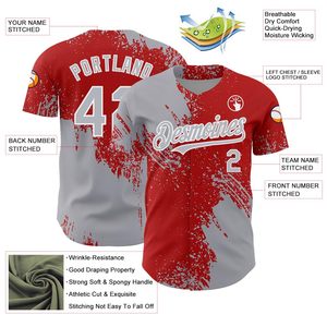 Custom Red Gray <b>Baseball</b> Jersey Shirt Sublimated Print Breathable Short Sleeve Unisex Adult Team Name Number Front Back Design - Product Image 3