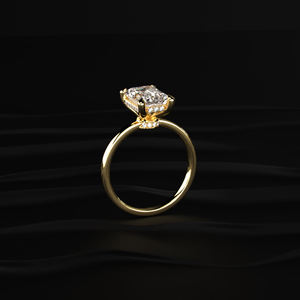 Anillo de Moissanita con Corte Esmeralda al por Mayor, Oro Sólido, Engaste Doble Halo Oculto, Colección de Joyería Nupcial Minimalista para Minoristas - Product Image 2