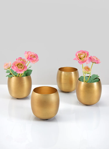 Juego de 4 Jarrones Metálicos Resistentes, Diseño Tradicional con Baño de Oro, para Decoración Floral Moderna de Interiores y Bodas - Product Image 4