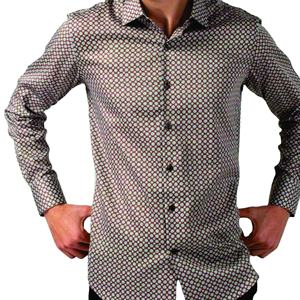 <b>Mens</b> Satin 100% Cotton Spandex Summer Dress Shirts Wrinkle Free <b>Stretch</b> Casual O-Neck Regular Fit Long Sleeve - Product Image 4