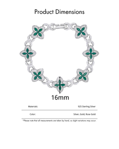 Bracelet papillon en moissanite, argent sterling, pierre verte, lien floral, bijoux élégants, cadeau pour femme - Product Image 1