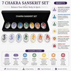 7 <b>Chakra</b> Sanskrit <b>Crystal</b> Stone <b>Set</b> Engraved Healing Meditation Reiki Gift Box Wholesale <b>Chakra</b> Sanskrit Engraved - Product Image 2