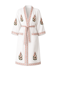 Bata Kimono de Algodón con Estampado Artesanal de Jaipur, Bata de Baño Floral Tipo Waffle, Bata Larga para Mujer, Bata de Dama de Honor, Ropa de Estar por Casa y de Dormir - Product Image 5