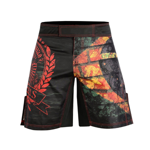 Shorts de boxe MMA personnalisés pour hommes, taille élastique, 100 % polyester, toile unie, imperméables, séchage rapide, respirants, style urbain avant-gardiste - Product Image 5