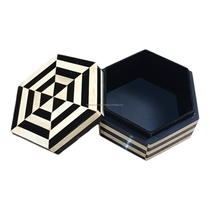 Premium Handmade Modern Hexagonal Bone Inlay Box Jewelry Storage & Living Room Decorative Home Organizer - Product Image 3