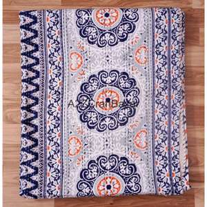 Couverture Kantha vintage florale multicolore en coton biologique 100% fait main en Inde, style bohème, pour la maison, le lit, prix de gros - Product Image 5