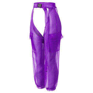 กางเกงปาร์ตี้ตาข่ายผู้หญิง Bestdance กางเกงขาบานซีทรูผ้าตาข่ายแบบครอป - Product Image 4
