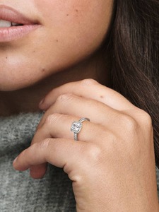 Anillo de Compromiso y Boda de Oro con Diamantes para Mujer, Chapado en Oro de 18K, Joyería Nupcial - Product Image 6
